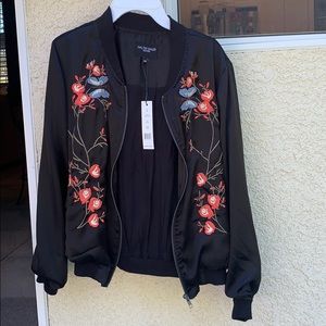Walter Baker Reid Embroidered Satin Bomber Jacket